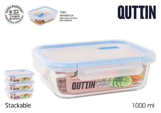 Vershouddoos Glas Rechthoekig 1000ml – Hermetisch Deksel | Quttin - Dahomy.nl