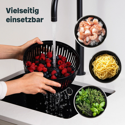 Zwarte zeefmand van de Silberthal slacentrifuge voor het afspoelen van groenten
