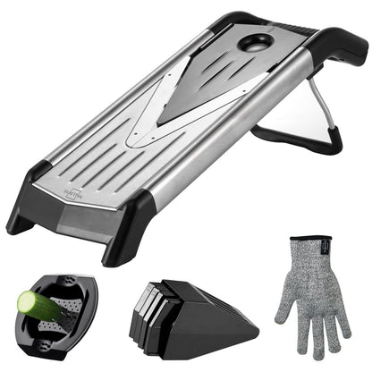 Silberthal Groentesnijder Mandoline RVS - 5 Snij-Inzetstukken V-Mes