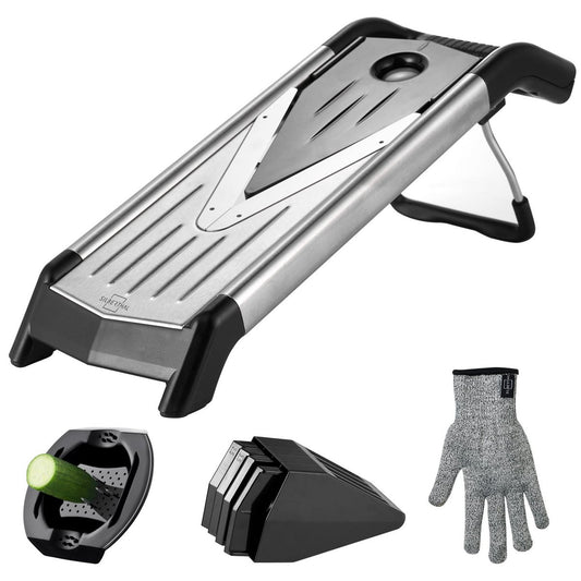 Silberthal Groentesnijder Mandoline RVS - 5 Snij-Inzetstukken V-Mes