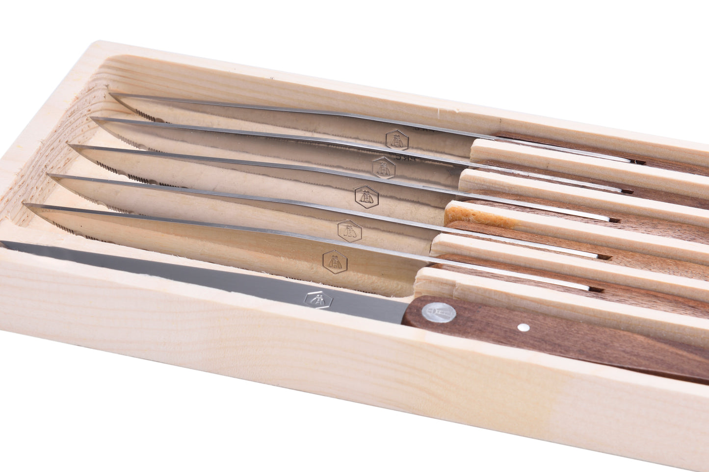 LAGUIOLE steakmessen houten standaard opberging presentatie
