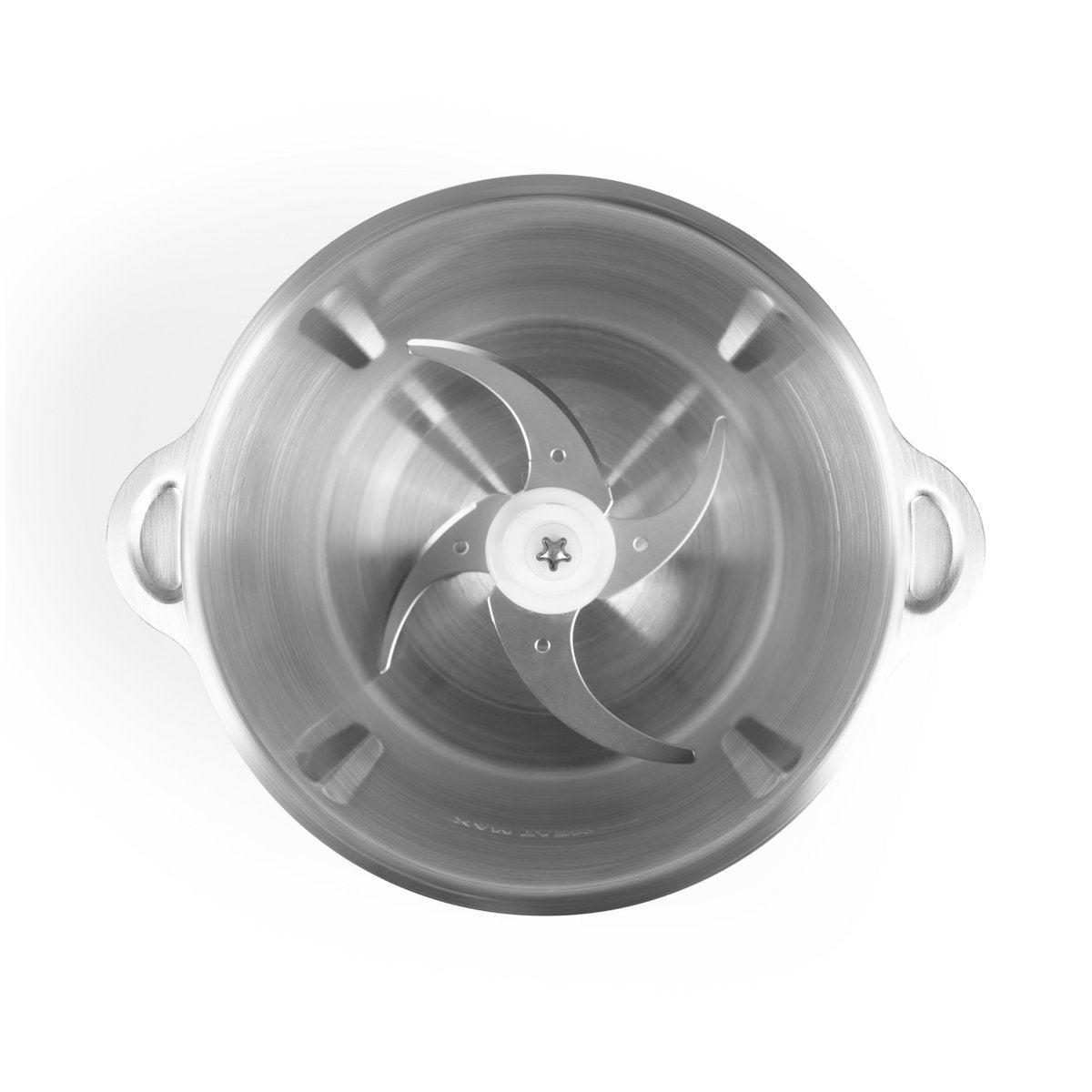 Livoo hakmolen 2 liter RVS kom bovenaanzicht 4-blads mes
