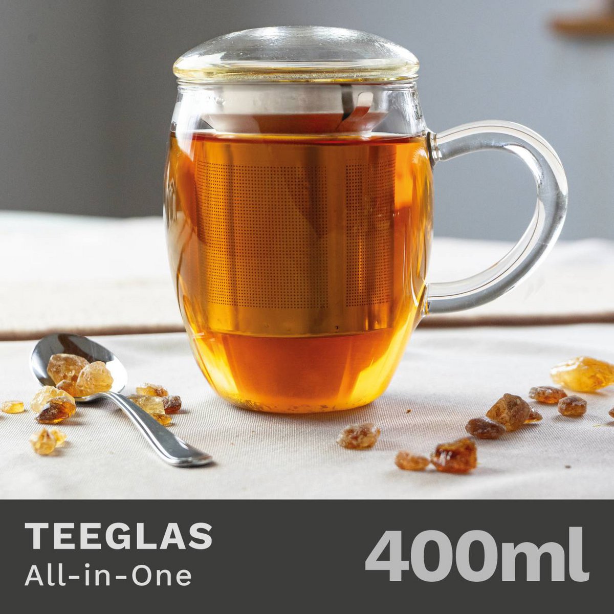 Handgemaakt Creano theeglas van hittebestendig borosilicaatglas

