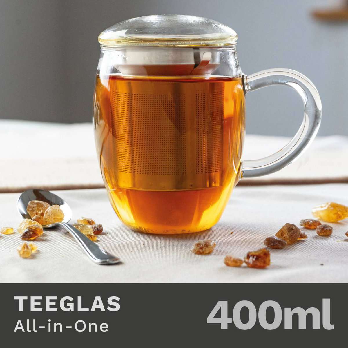 Handgemaakt Creano theeglas van hittebestendig borosilicaatglas

