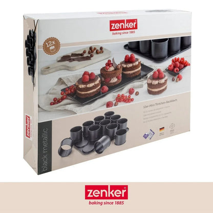 Bakplaat Mini Zenker 12 Ronde Vormpjes | Black Metallic | Uitneembaar - Dahomy