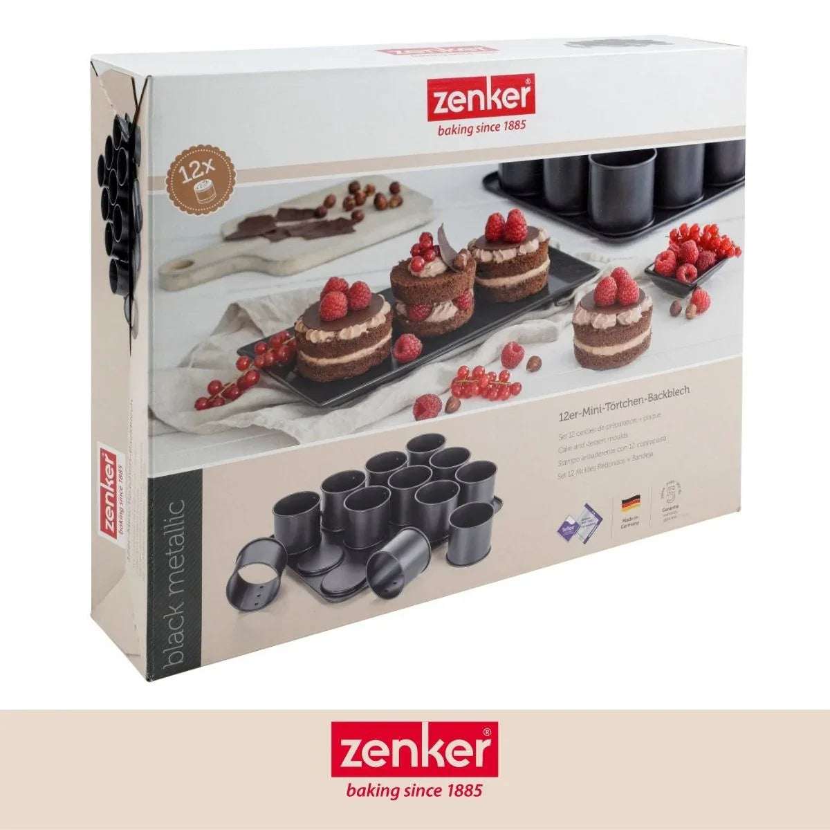 Bakplaat Mini Zenker 12 Ronde Vormpjes | Black Metallic | Uitneembaar - Dahomy