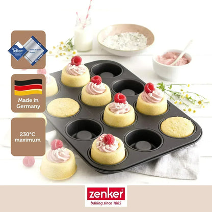 Bakvorm Rum Baba Zenker 12 Stuks | Mini Savarins | RVS Teflon - Dahomy