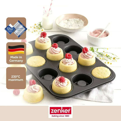 Bakvorm Rum Baba Zenker 12 Stuks | Mini Savarins | RVS Teflon - Dahomy.nl