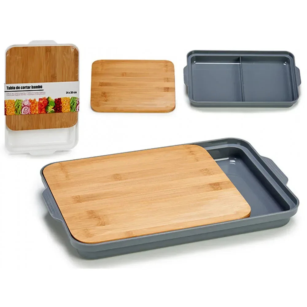 Bamboesnijplank met Opvangbak 38x24 cm - Quttin - Dahomy.nl