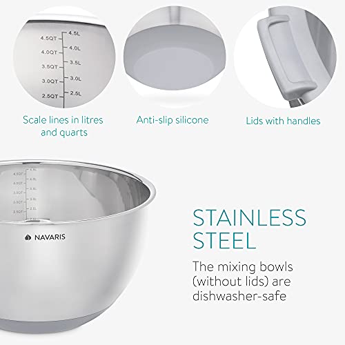 Navaris RVS mengkommen stapelbaar met deksels ruimtebesparend