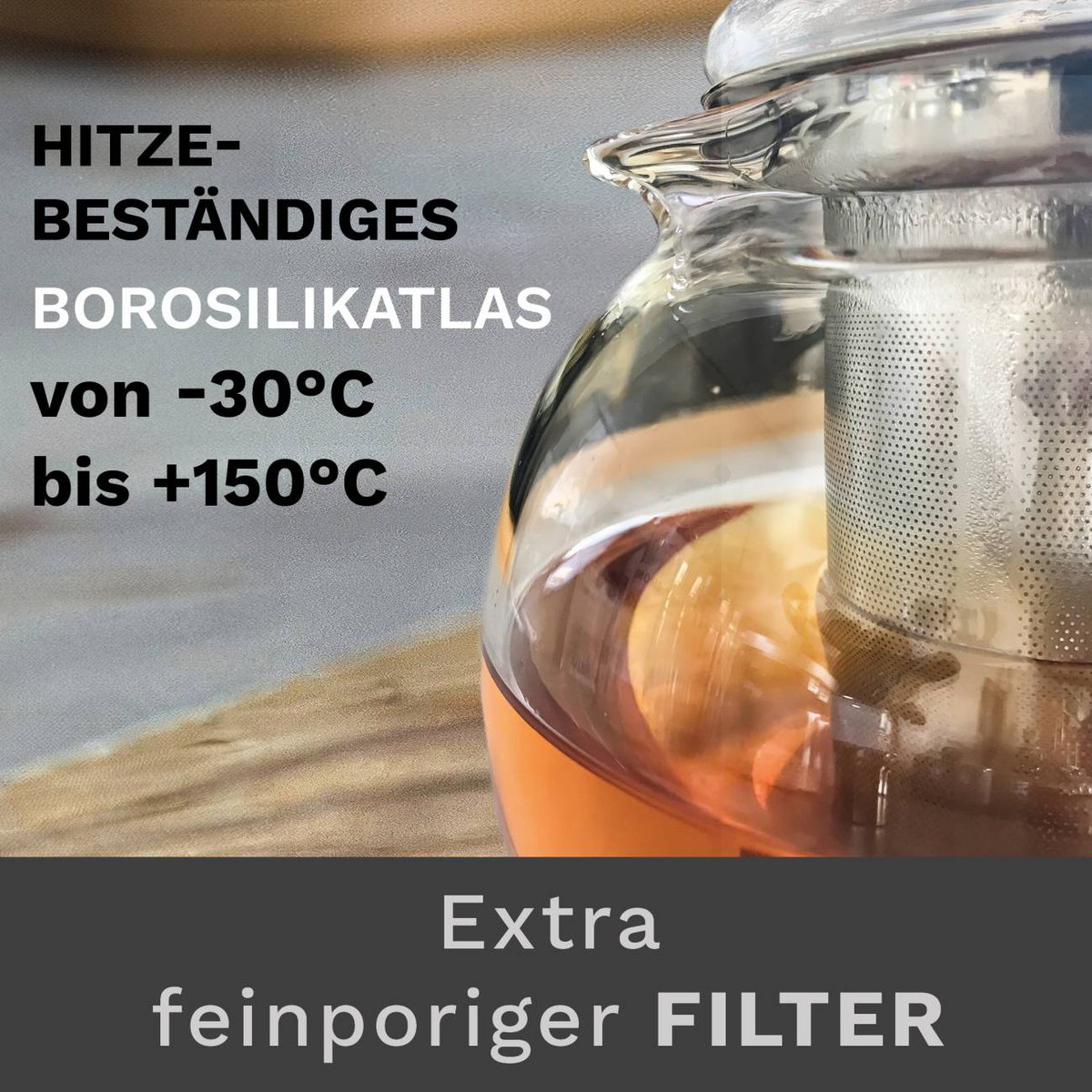Complete Creano theepot set met glazen deksel en roestvrijstalen filter
