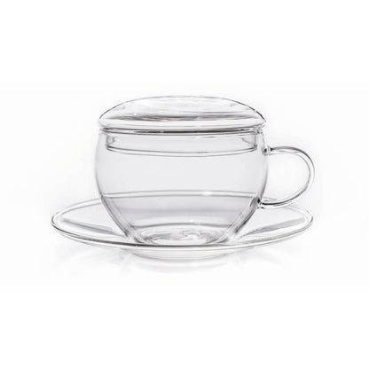 Handgemaakte Creano theeglazen 200ml met schotel perfect voor cappuccino en latte macchiato

