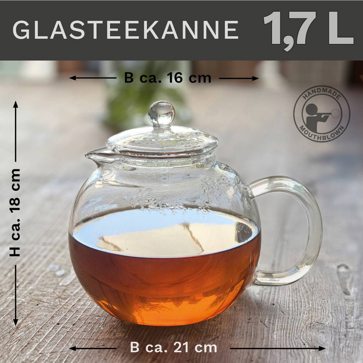 Creano theepot 1,7L in gebruik met verse kruidenthee