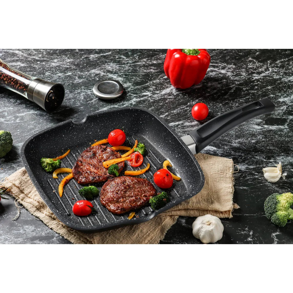 Grillpan met antiaanbaklaag voor gezond vetarm koken