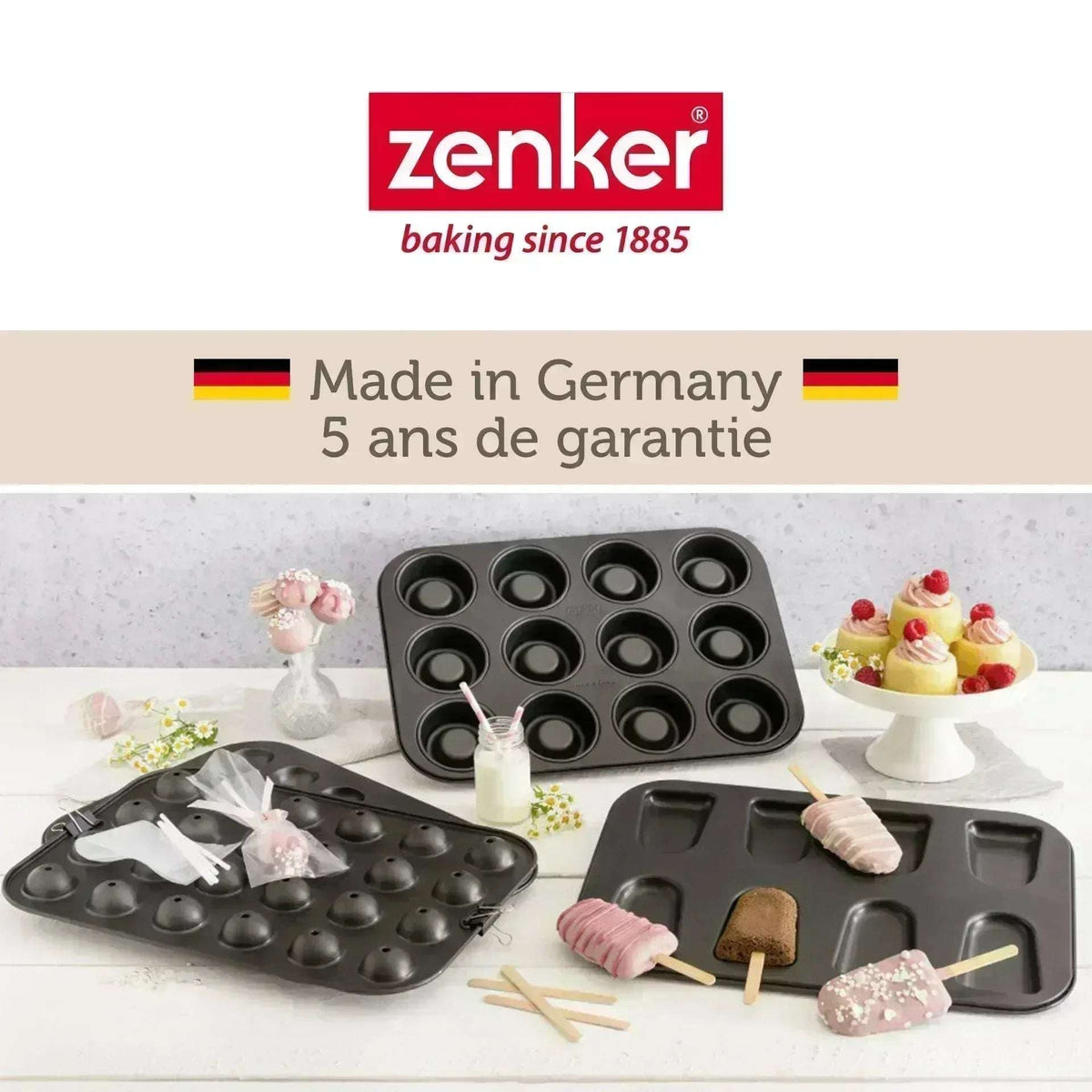 Bakvorm Rum Baba Zenker 12 Stuks | Mini Savarins | RVS Teflon - Dahomy.nl