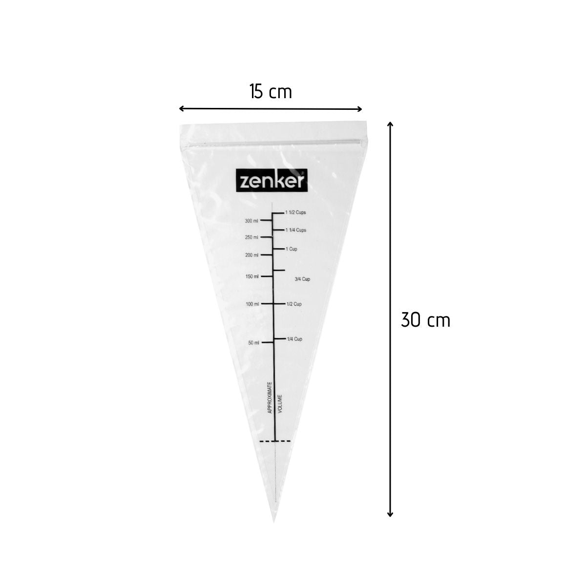 Zenker spuitzakken transparant plastic met schaalverdeling tot 200 gram
