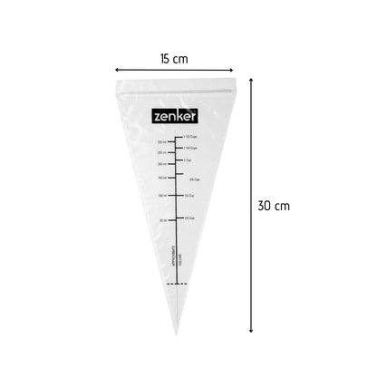 Zenker spuitzakken transparant plastic met schaalverdeling tot 200 gram