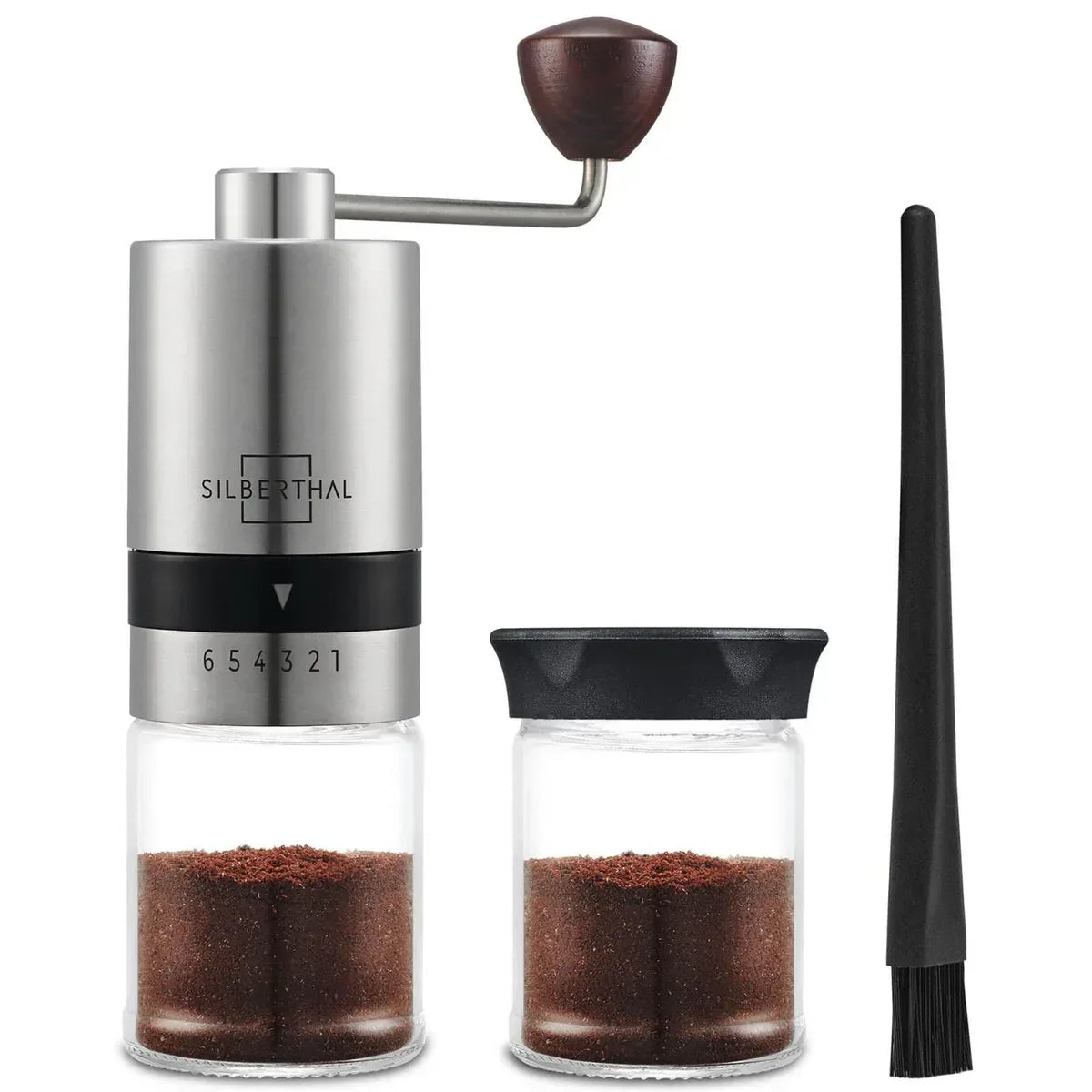 Handmatige Koffiemolen met Glazen Container – Silberthal Premium Koffiemaler met Keramisch Maalwerk - Dahomy.nl