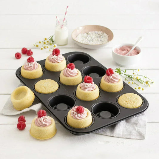 Bakvorm Rum Baba Zenker 12 Stuks | Mini Savarins | RVS Teflon - Dahomy