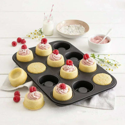Bakvorm Rum Baba Zenker 12 Stuks | Mini Savarins | RVS Teflon - Dahomy.nl