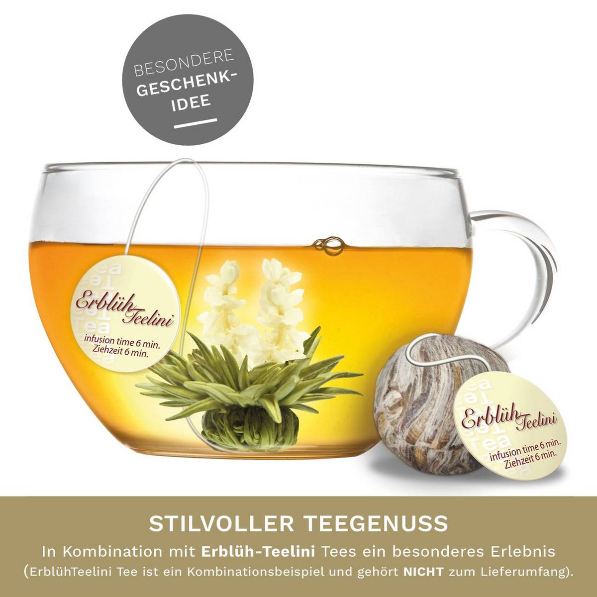 Klein theeglas 200ml Creano perfect voor bloeiende thee met deksel
